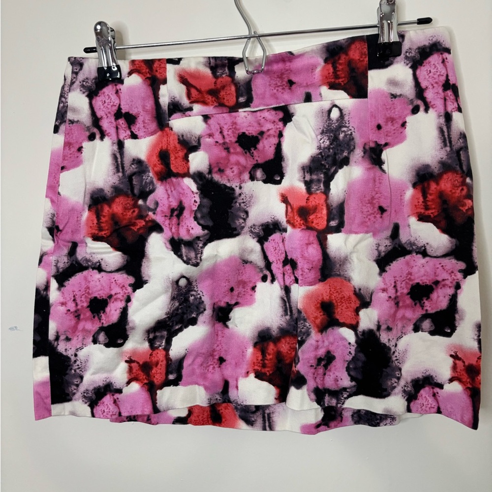 J. Crew Pink and Red Abstract Mini Skirt